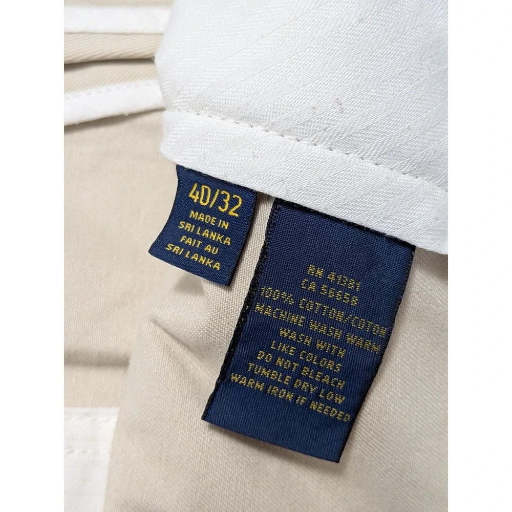 Polo Ralph Lauren Chinos Men's Khaki 40x32 Classic Fit Cotton Pants